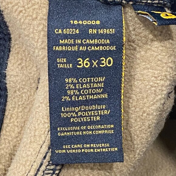 CAT Caterpillar Work Pants Mens 36 x 30 Black Canvas Fleece Lined Insulated - Picture 12 of 13